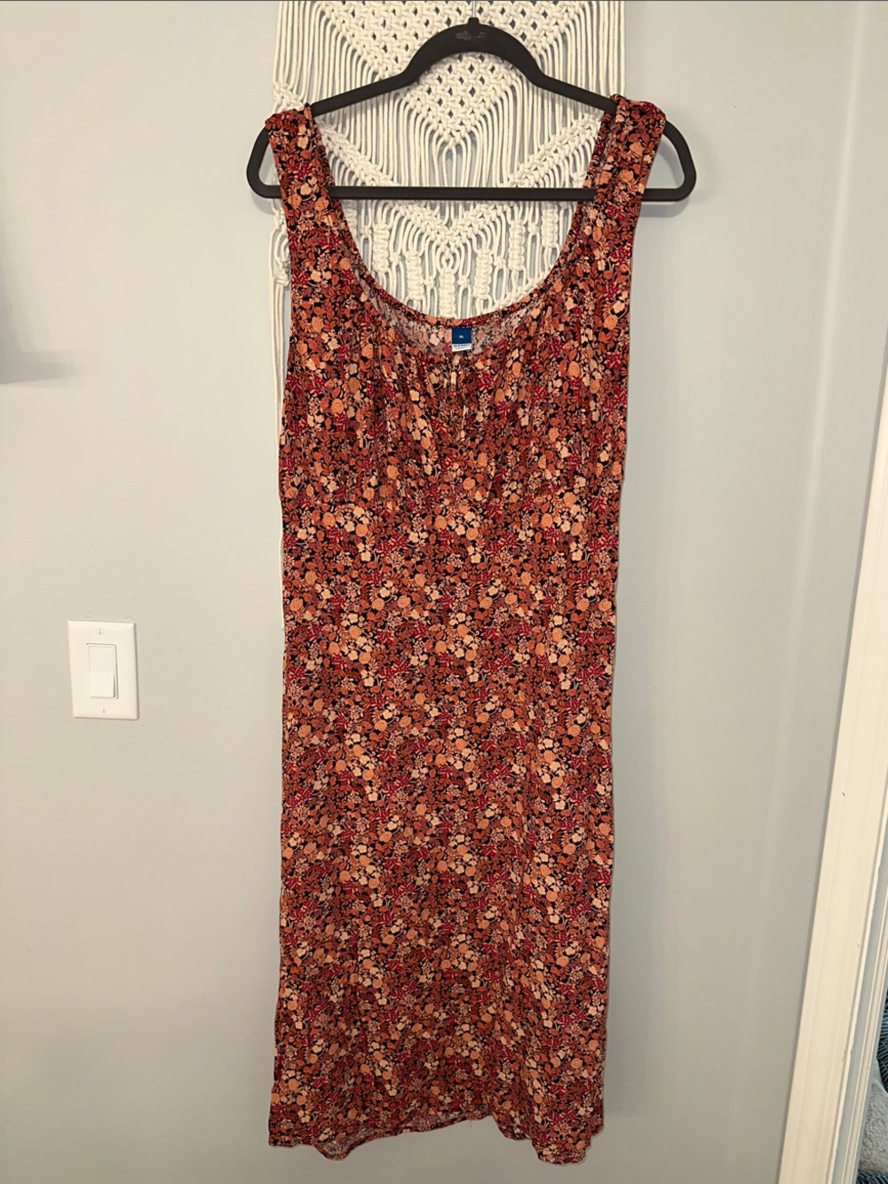 Old Navy Burnt Orange Floral Scoop Neck Maxi Dress